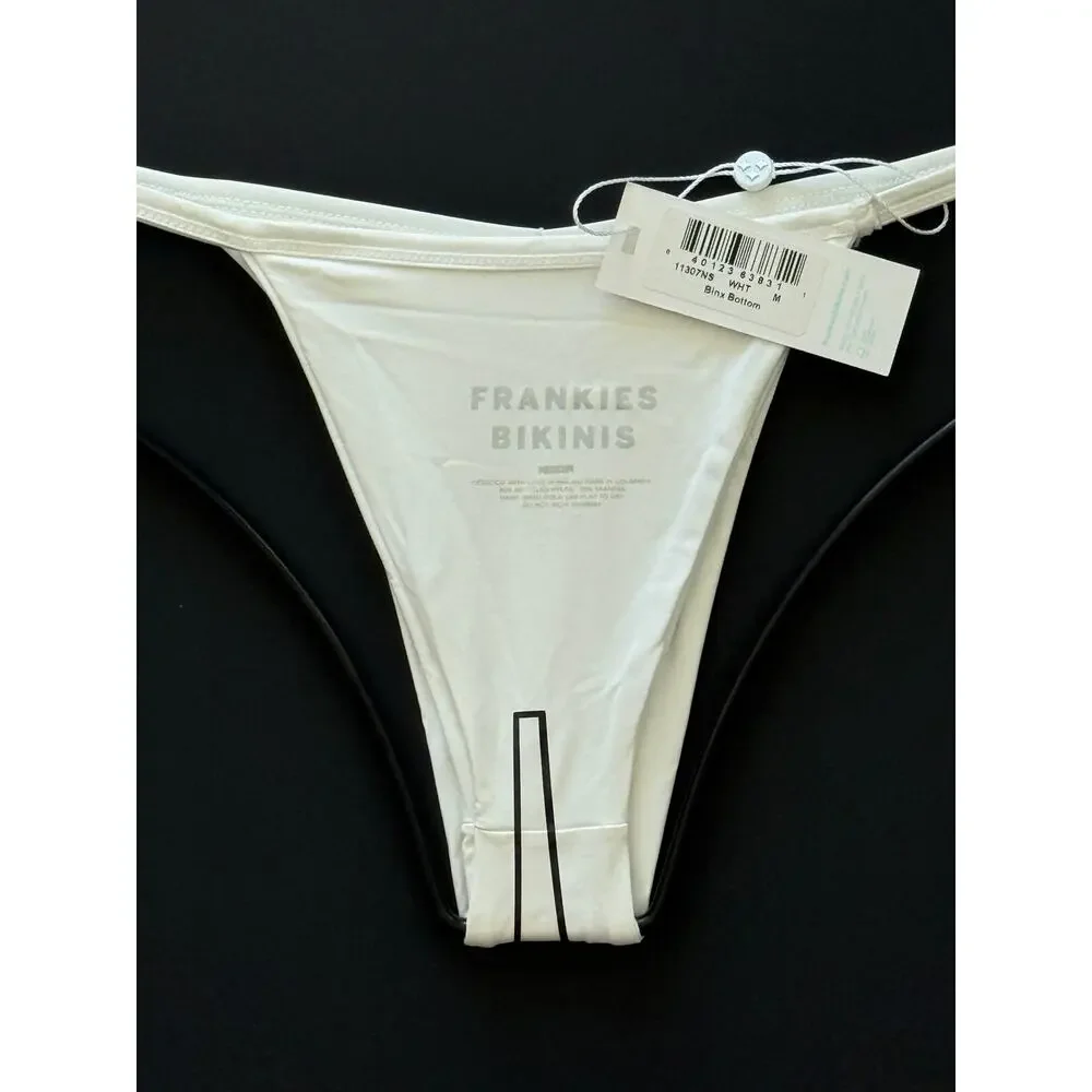 NWT Frankies Bikinis Binx Skimpy Bikini Bottom White Medium Y2K 90s